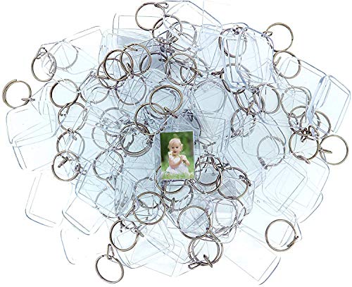 Llaveros de Fotos de Acrilico (100 Piezas) - 3,2 x 5,4cm Llavero en Blanco - Transparente Insertar Fotos Llaveros - plástico Fotos Personalizadas Llavero - Apto para Hombres y Mujeres