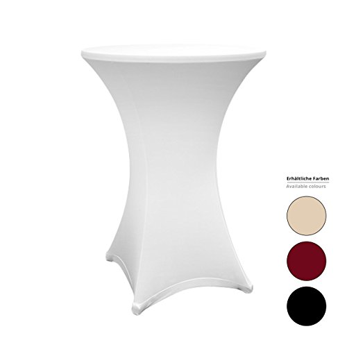 Lumaland Funda elástica Revestimiento para mesas de pie Decorativa fácil Cuidado Secado rápido Ajustable Ø 80-85cm Blanco