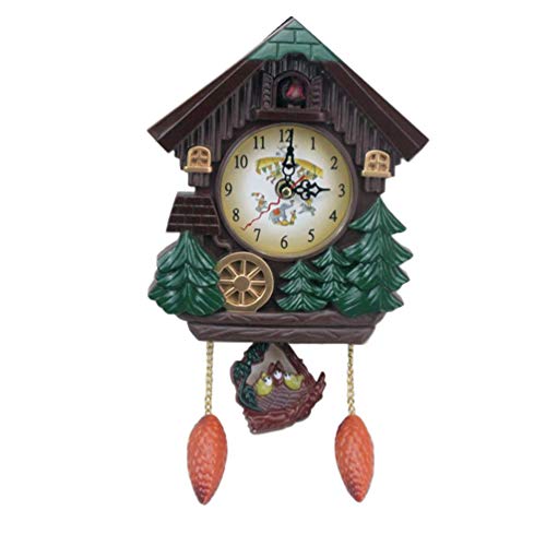 Garneck Reloj de pared de cuarzo con música y péndulo decorativo para colgar de estilo vintage para la pared de la habitación de los niños (sin pilas)