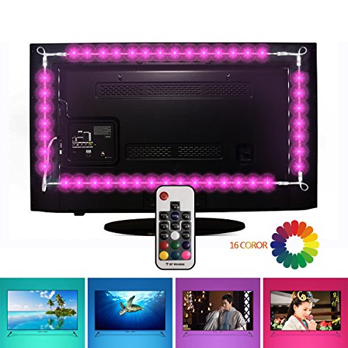 Tiras LED Iluminación (78.7in / 2m. en 4 bandas), EveShine RGB TV LED operadas con mando a distancia para Televisores de 40 a 60 pulgadas - Reduce el cansancio visual y aumenta la calidad de la imagen