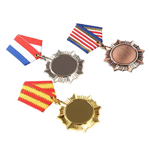 Toyvian Medalla de Honor de Medalla de Honor de medallas de Premio de Metal de 3 Piezas para la Competencia de la Actividad (Oro, Plata, Bronce)