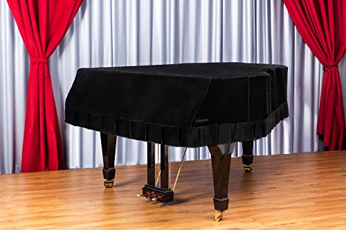 Clairevoire Grandeur: Funda clásica de terciopelo de primera para Pianos de Cola para Yamaha C3 / C3X / DC3 / G3 / CN186PE [186cm | 6 Pies 1 pulgada] [Negro medianoche]