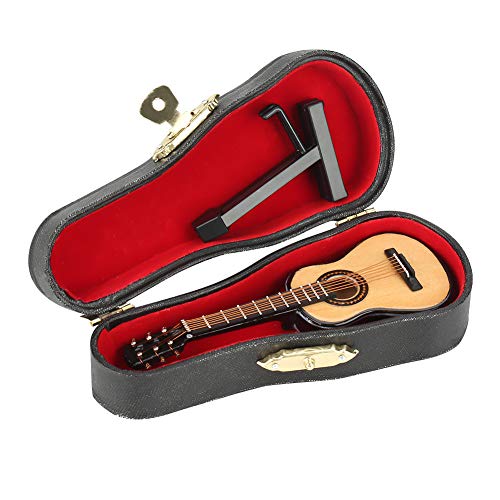Hilitand Modelo de Guitarra de Madera en Miniatura Pantalla Mini Adornos Musicales Artesanía Decoración del hogar