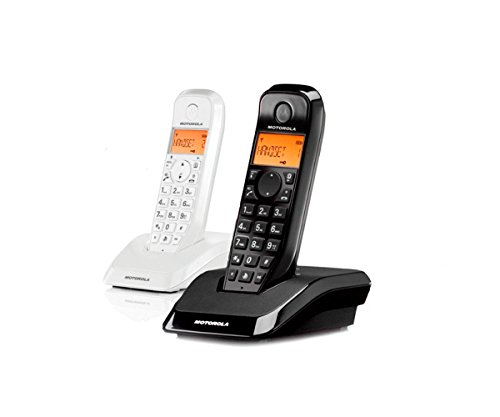 Motorola S1202 Duo - Teléfono fijo inalámbrico, color blanco y negro