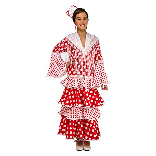 My Other Me Me-203858 Disfraz de flamenca Rocío para niña, color rojo, 5-6 años (Viving Costumes 203858)
