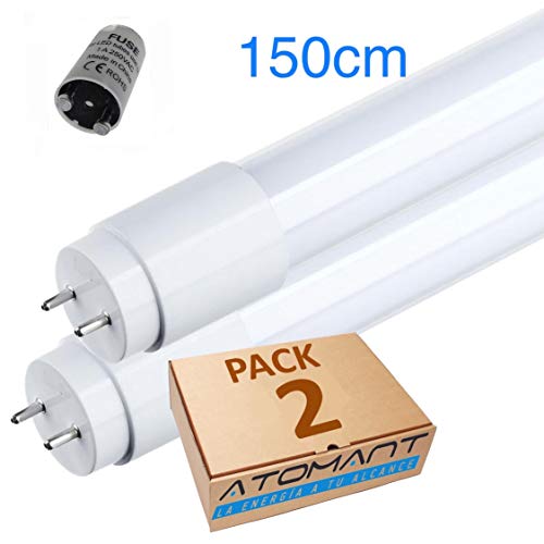 Pack 2x Tubo LED 150cm 24w. Color Blanco frío (6500K). Standard T8 G13. 2200 lumenes. Cebador LED incluido. A++