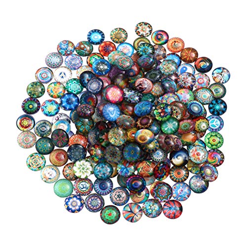 SUPVOX Cabujones óvalo de Cristal Mosaico Impreso Cabochons Mosaico Azulejos de Mosaico para Joyería Pulseras 10 mm 100 Piezas