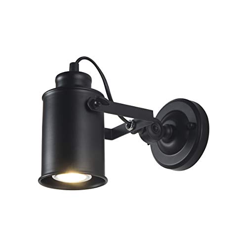 JINYU - Lámpara de pared estilo vintage, industrial, estilo rústico ajustable, lámpara de pared, lámpara de techo, lámpara de techo, lámpara de techo, iluminación moderna, foco nocturno, color Negro