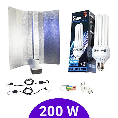 Kit de iluminación bajo consumo 200W CFL Solux Crecimiento + Reflector Pearlpro