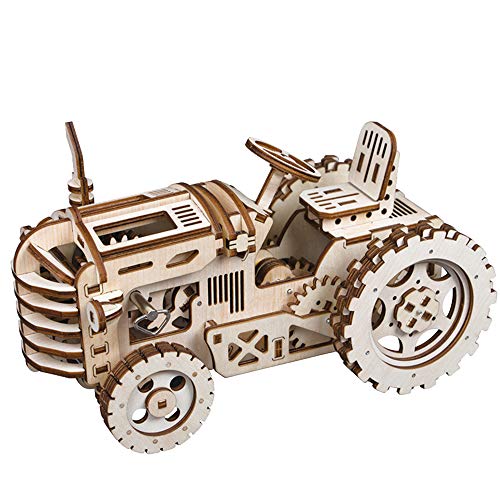 Robotime Rompecabezas de Madera 3D Cortado con láser - Kits de Modelo autopropulsados - Juego de construcción mecánica - Rompecabezas para niños, Adolescentes y Adultos (Tractor)