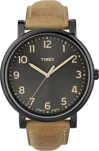 Timex Originals - Reloj análogico de cuarzo con correa de cuero unisex, color marrón/negro