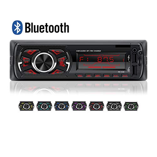 LSLYA   Coche Stereo Retroiluminación de 7 colores Llamadas manos libres Bluetooth Radio FM Reproductor de MP3 compatible con control remoto del volante / carga rápida / disco U / AUX / USB