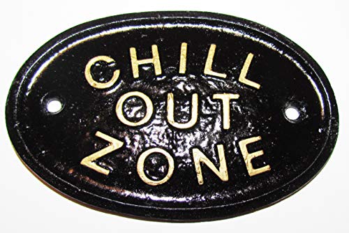 "Chill OUT zone" diseño cilíndrico/con texto en inglés de invernadero/diseño con texto en inglés en negro con dorado en relieve diseño con texto en inglés