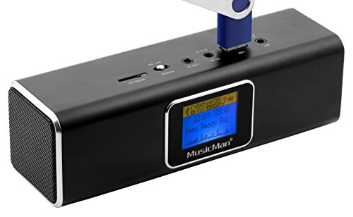 Technaxx Musicman MA - Altavoz portátil (Jack 3.5 mm, USB, MicroSD, 2 x 3 W RMS, pantalla LCD, UKW, 150 Hz - 18 kHz), color negro