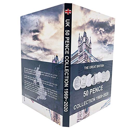 2020 - Álbum de tapa dura con espuma para monedas del Reino Unido, 50 peniques., Colores completos., 253mm x 354mm x 21mm