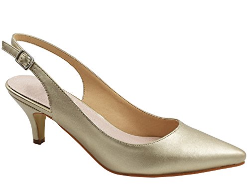 Greatonu Zapatos de Tacón Dorados Nuevos Clásicos de Bodas y Fiestas para Mujer Tamaño 38 EU