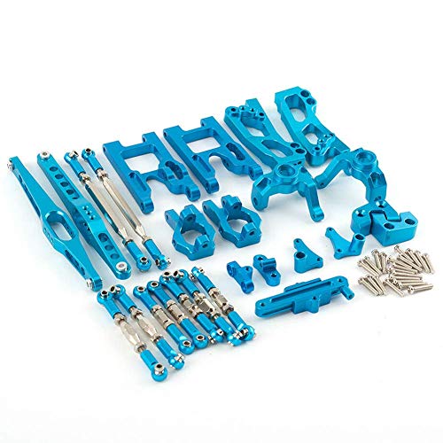Metal Kit Recambio Coche RC Set de Accesorios Piezas Mejoradas para Wltoys 12428 12423,1:12 Control Remoto Coche - Azul