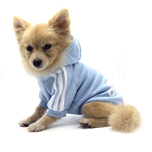 QiCheng&LYS Adidog Dog Hoodie Ropa, Mascota Cachorro Gato algodón Lindo cálido Sudadera con Capucha suéter (XS, Azul)