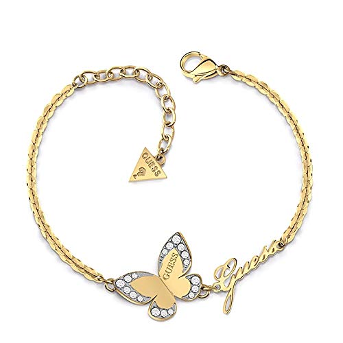 Pulsera Guess Love Butterfly acero inoxidable quirúrgico logo chapada oro UBB78050-S [AC1120]