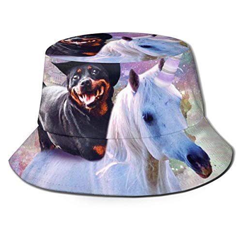 Wild One Sombrero de Pescador Unisex para Adultos Sombrero de Cubo de Unicornio para Montar en Perro Rottweiler de Vaquero