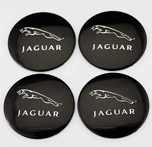 4 adhesivos para el centro de la llanta Jaguar, 56 mm, color negro, XJ, XF, XE, S, X, tipo XJ6, F Pace