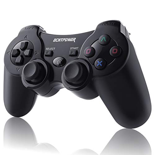 ECHTPower Mando Inalámbrico para PS3, Controller Bluetooth con Doble Vibración, Sensor de Movimiento Giroscopio, Joystick para Playstation 3