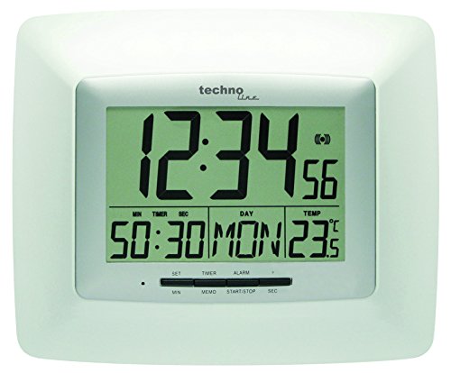 Technoline WS 8100 - Reloj de Pared (AA Mignon, LR 06, 1.5 V, Plata, Color Blanco, De plástico, 27 mm, 235 mm)