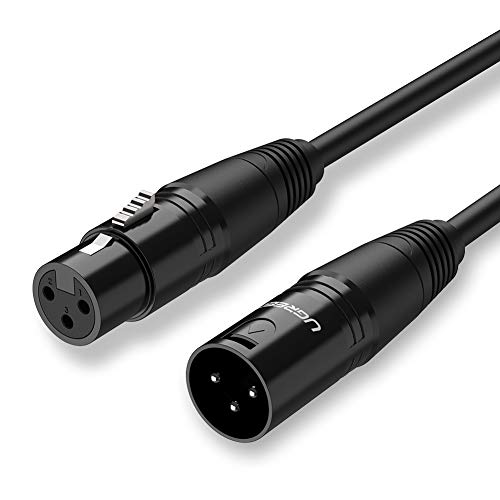 UGREEN XLR3 Cable, Cable XLR a XLR Cable XLR3 Balanceado 3 Pin Macho a Hembra para Micrófono, Grabadora, Equipo de Sonido, Mesa de Mezclas, Altavoces Activos, Sistema PA (5 Metros)