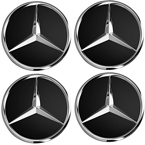4 x tapas centrales de llantas con el logotipo de Mercedes de 75 mm. Clase A, B, C, E, CLK, GL, M, ML, SLK. Para llantas de aleación