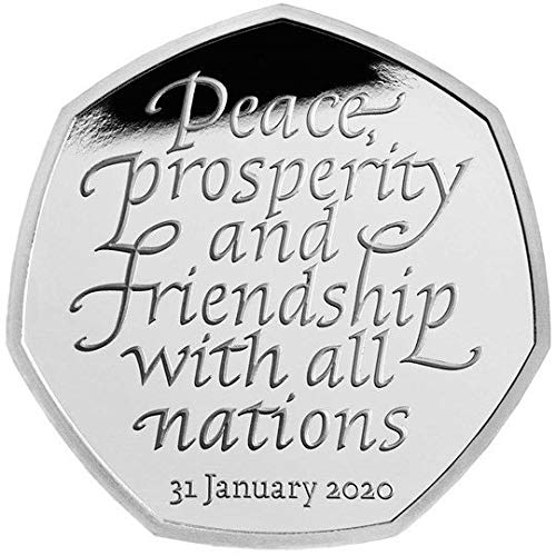 Power Coin Brexit Withdrawal from The European Union Moneda Plata 50 Pence United Kingdom 2020