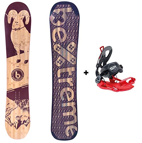 Bextreme Tabla Snowboard Mujer/Chica/niño Spark 145cm. Eco-Board Hecha de Bambu, Haya y álamo. Snow All Mountain polivalente para Freestyle y Freeride (Sin Fijaciones)