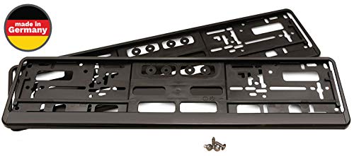 eTopio - Juego de 2 soportes para matrícula de coche, incluye 4 tornillos, soporte para matrícula de la UE, 520 x 110 mm, soporte para matrícula de coche, color negro