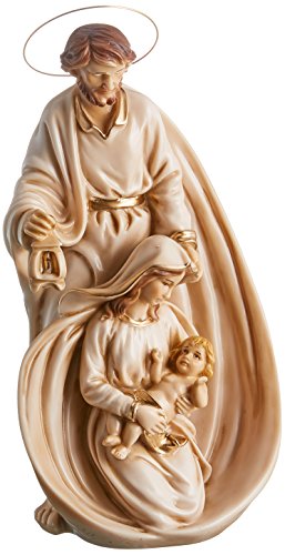 Joana Darque Estatua del Pesebre de la Sagrada Familia de San José con Candela, Marfinite, Blanco y Dorado, 32x13x13 cm