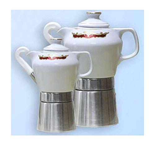 Sirge Cafetera Moka 4 tazas de porcelana, diseño de Final certificada Mary 55 y oro