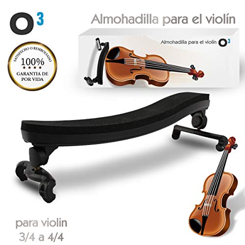 O³ Almohadilla Violin 3/4 a 4/4 Ajustable Para Violin | Soporte Para Violin – Respaldo de Hombro Tamaño Grande De Goma Acolchado