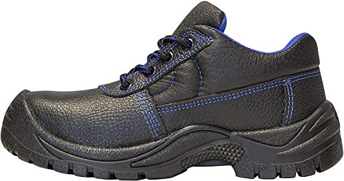 strongAnt - Zapatos de Seguridad para Hombres S3 SRC Cuero Trabajo Puntera de Acero y Entresuela de Acero Antideslizante Botas Negro - 45