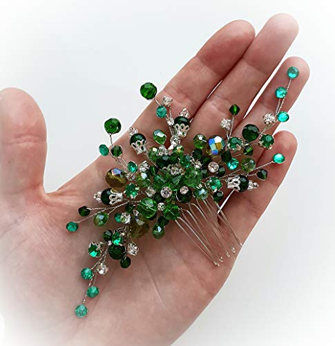 Peineta para novia, color verde, accesorio para el cabello, peineta para boda, de Deniferymakeup.