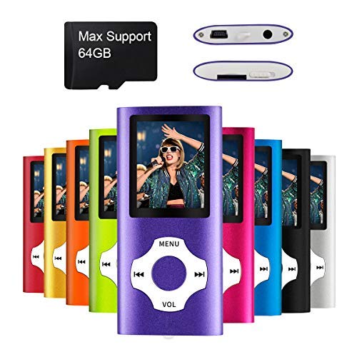 mymahdi MP4 MP3/portátil, 1.8 inch devaient Purple with and LED Screen scheda di memoria Slot, Max soporte 128 GB é T TF Card