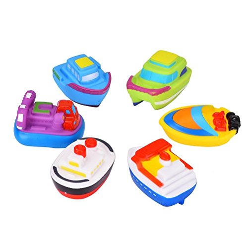 Rodman 6 Piezas Animales Lindos Juguetes de Agua para Nadar Coloridos Flotador de Goma Suave para Apretar Juguetes de Baño Chirriantes para Bebés Juguetes de Baño
