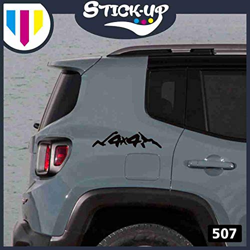 Stick-up Kit de Pegatinas – 2 Piezas 4 x 4 Lado Trasero – 25 x 7 cm – Todoterreno 4 x 4 para capó Jeep Renegade Suzuki Offroad Adhesivos para Andar en Coche Negro