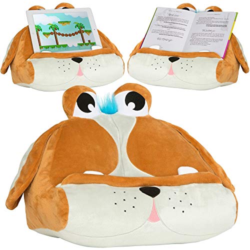 CuddlyReaders, Atril, cojín de Lectura para Libros, iPad, Tablet, eReader, Soporte sofá de Descanso, Idea de Regalo para niños - Modelo Puppy Pete
