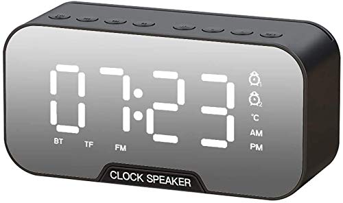 Reloj despertador digital Bluetooth, radio de carga USB, reloj despertador digital doble con pantalla LED regulable de tiempo – Altavoz Bluetooth Sensor de temperatura de luz nocturna