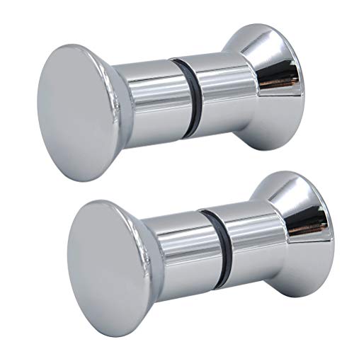FOCCTS 2 piezas de perillas de acero inoxidable para puertas de ducha 2 piezas de base de ducha cromada