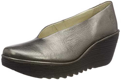 Fly London Yaz, Zapatos de tacón con Punta Cerrada para Mujer, Dorado (Bronze (Black Sole) 233), 35 EU