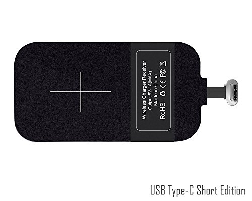 USB Type C de Qi de carga inalámbrica Receptor [corto] - USB-C inalámbrico del cargador módulo para Android Sony XZ1, Google Pixel, Huawei Nova, Honor, LG G5, Nexus 5X y Smartphone de menos de 5.5''