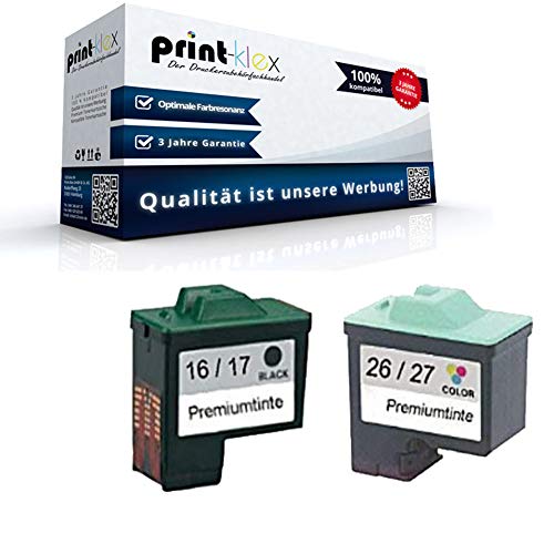 Juego de cartuchos de tinta compatibles (todos los colores) para Lexmark 80D2126 / 80D2952 (No. 16 + 26/17 + 27) X75M X75PrintTrio Z13 Z23 Z23E Z24 Z25 Z25L Z33 Z34