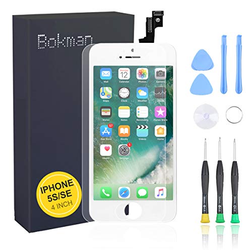 bokman LCD Pantalla para iPhone 5s/SE, Táctil LCD Reemplazo con Herramientas de Reparación(Blanco)