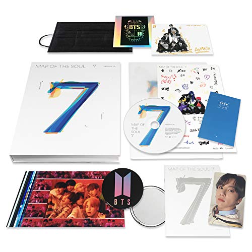 BTS Album - MAP OF SOUL : 7 [ 4 ver. ] CD + Photobook + Lyrics Book + Mini Book + Photocard + Postcard + Sticker + Coloring Paper + OFFICIAL POSTER + FREE GIFT