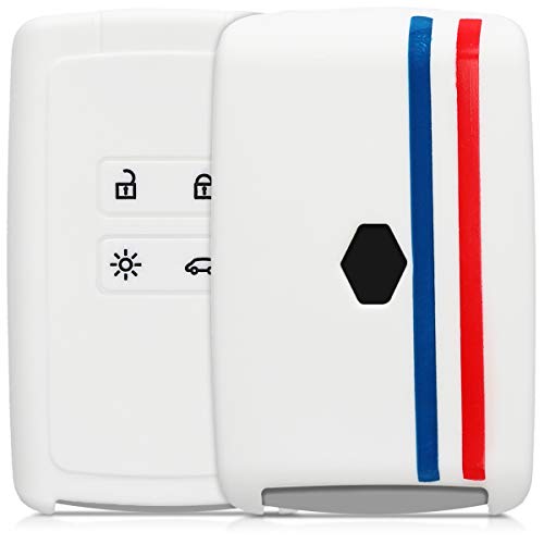kwmobile Funda Compatible con Renault Llave de Coche Smart Key de 4 Botones (Solo Keyless Go) - Carcasa Protectora Suave de Silicona - Bandera Francesa