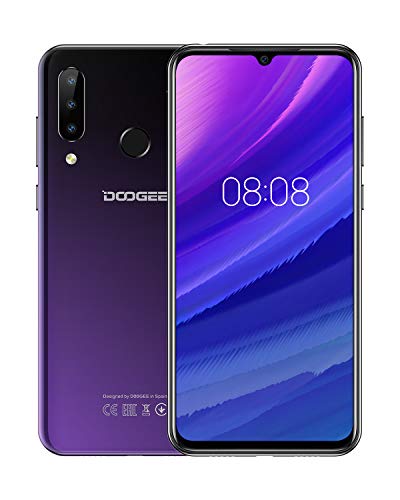 DOOGEE N20 Telefono Movil Libres 4G, Android 9.0 Smartphones Libres Dual Sim Octa Core 4GB RAM+64GB ROM, 6.3 Pulgadas FHD+，Cámara 16MP+8MP+8MP+16MP, 4350mAh Face ID+Huella Digital - Púrpura